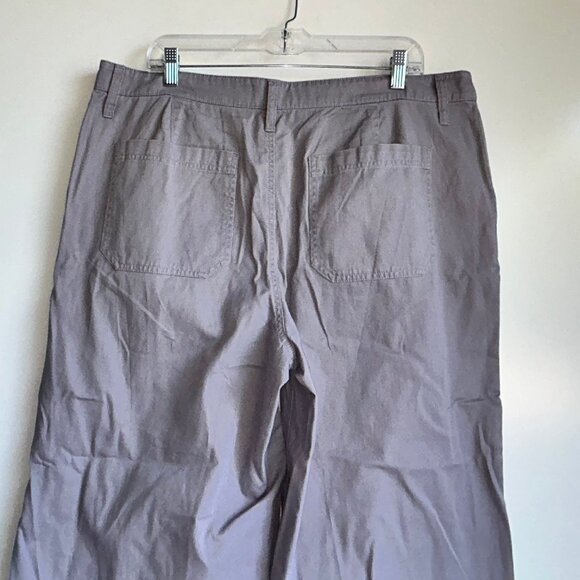 J. CREW Grey Button-Fly Wide Leg Crop Twill Pants Size 16 - Picture 6 of 13